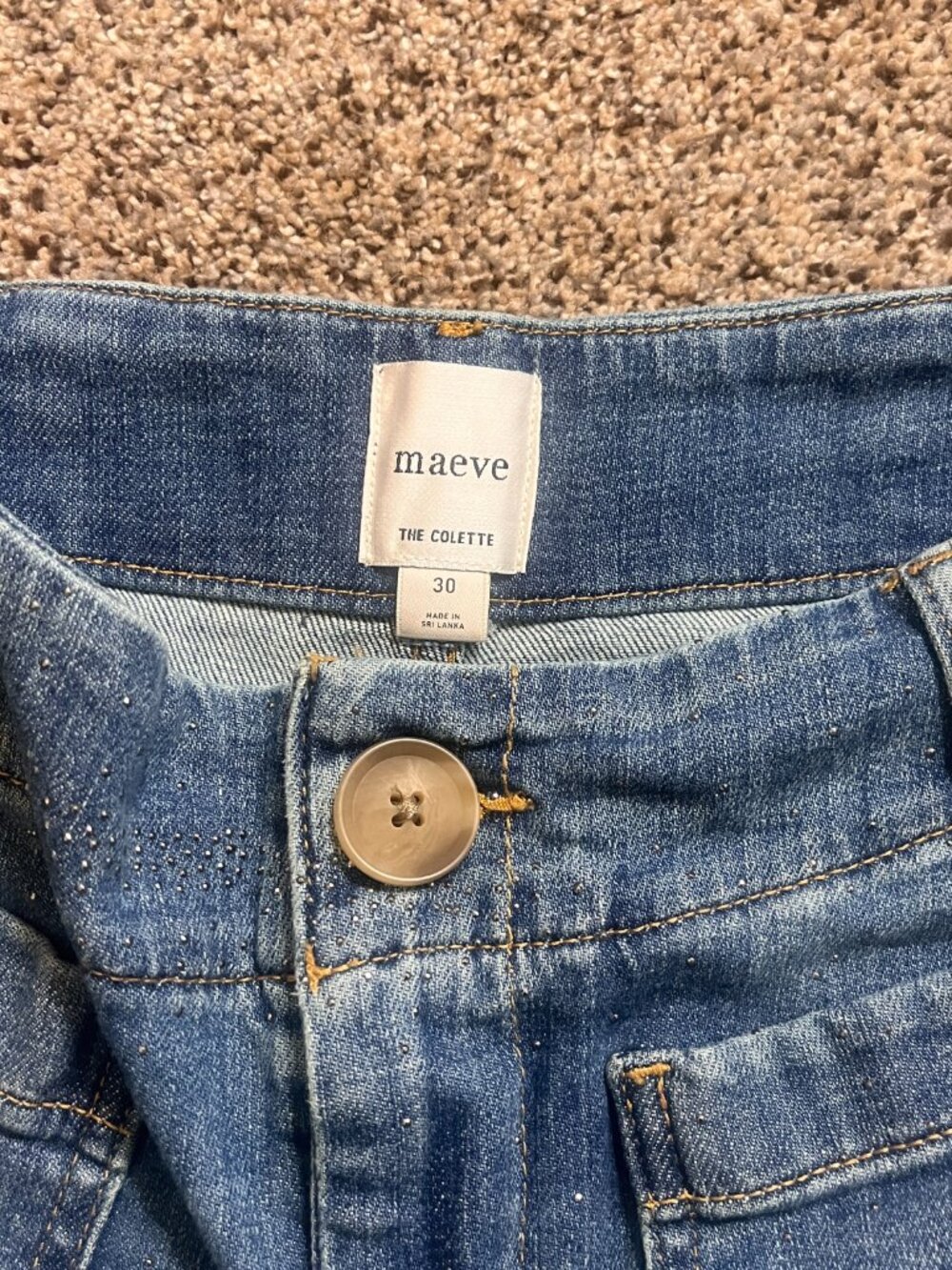 Anthropologie The Colette Sparkle Crop High-Rise Wide-Leg Jeans by Maeve Sz 30 - Picture 3 of 7